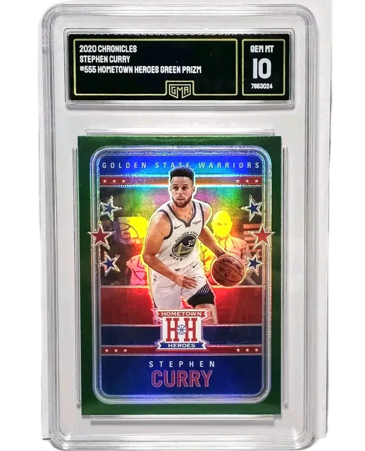 Steph Curry Panini Chronicles GEM MINT 10 Hometown Heroes Green Prizm #555 2021