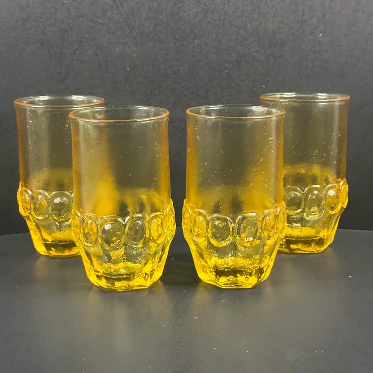Vintage 1960's Tiffin Franciscan Madeira Cornsilk Yellow 14 oz Tumbler Glasses