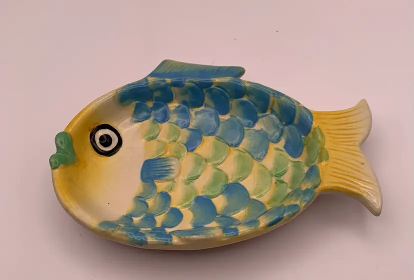 Hand Painted Fish Trinket Or Soap Dish Ceramic