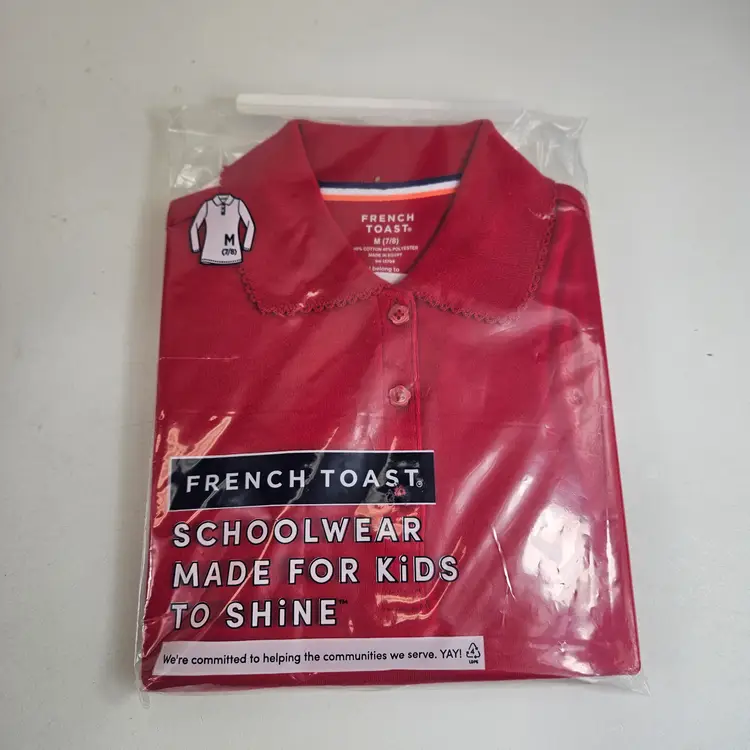 Medium Girl's Uniform Polo Shirt Lot 12 Shirts Per Box Bagged with Hangers