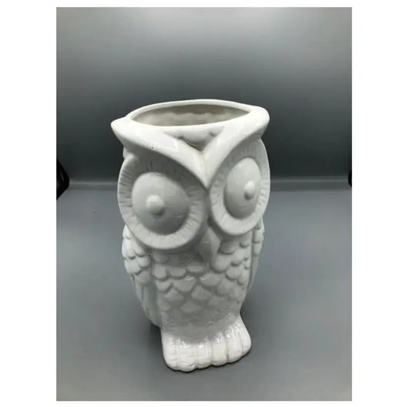 White Owl Vase 11" Tall