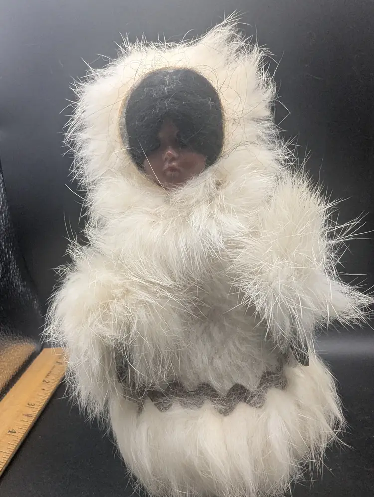 Vintage Carlson Inuit Doll Eskimo Girl Native Alaskan Real Fur