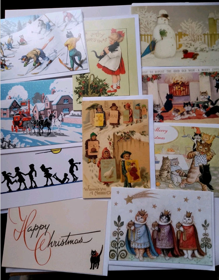 10 x Vintage Design Christmas Cards Random Pack #30