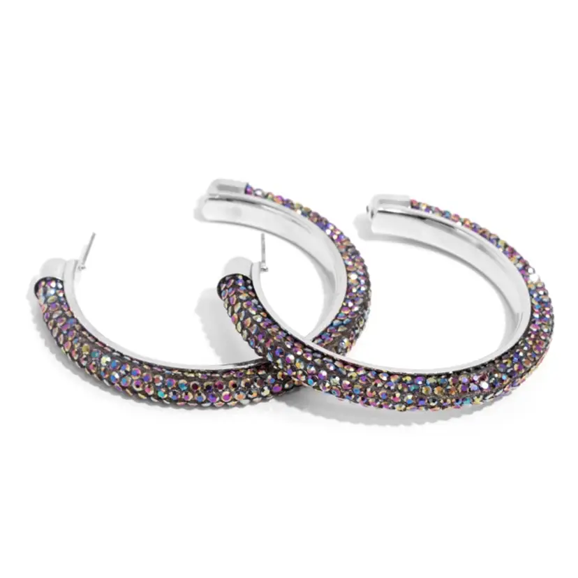 Sparkling Multicolor Crystal Hoops