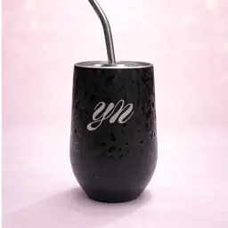 Wine Tumbler Animal Print 16oz Black