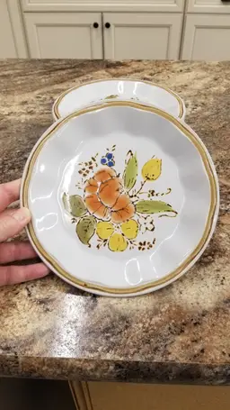 Set 6 Vintage Wildflower Stoneware Salad Plates Hand Painted Oven Proof Japan