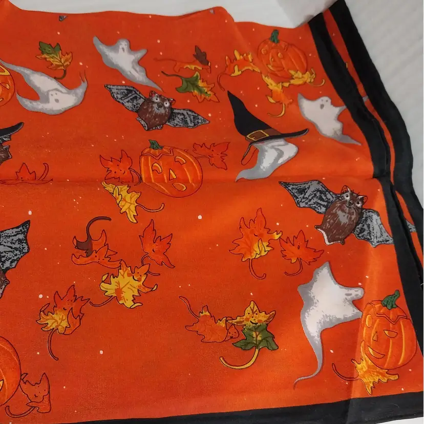 VTG-NEW, Elaine Gold for Collection 18 Halloween Theme 19x19 Silk Scarf-SAMPLE