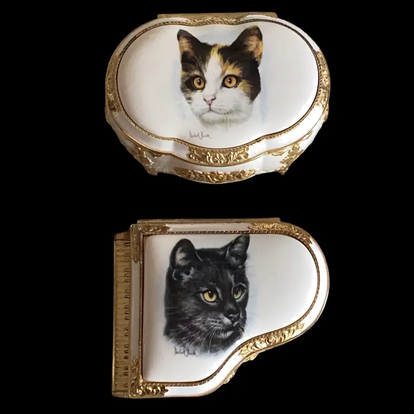 Derick Bown Music Boxes x2 Piano With Black Cat Works Other DOESNT PLAY