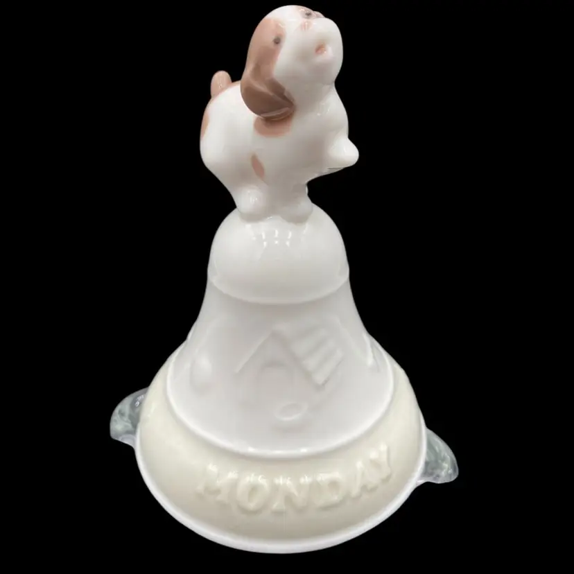 Vintage Lladró Porcelain Dog Bell/Rattle, Spain, Golden Memories "Monday"