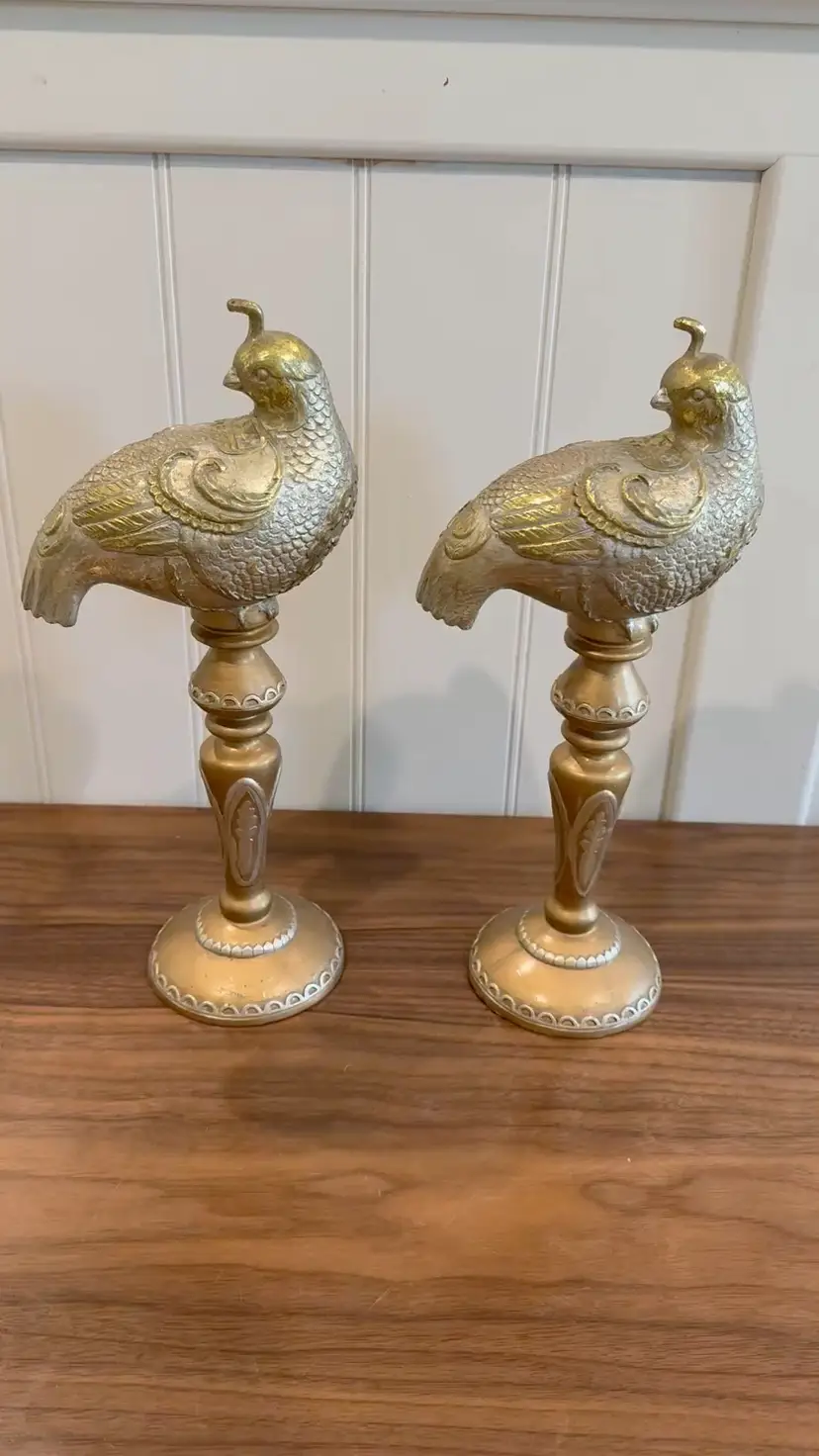 CA Quail Mantle Figurines - Pair