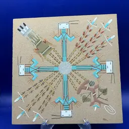 Navajo Sand Painting Tile Signed