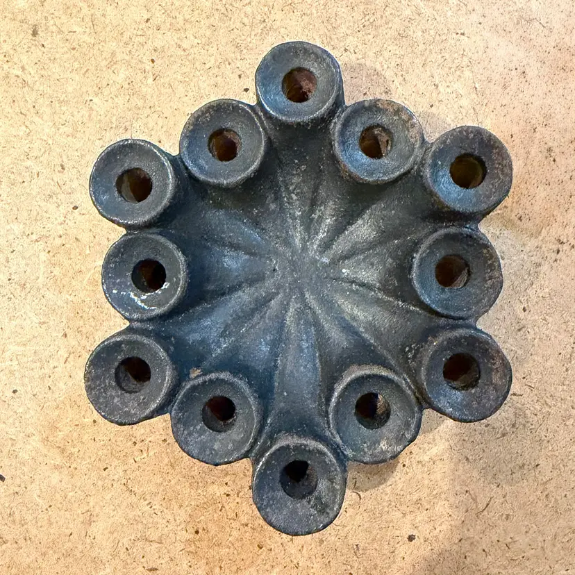 Rare Digsmed Denmark Cast Iron 12 Hole Candle Holder Mid Century Modern Scandinavian Danish Brutalist Decor