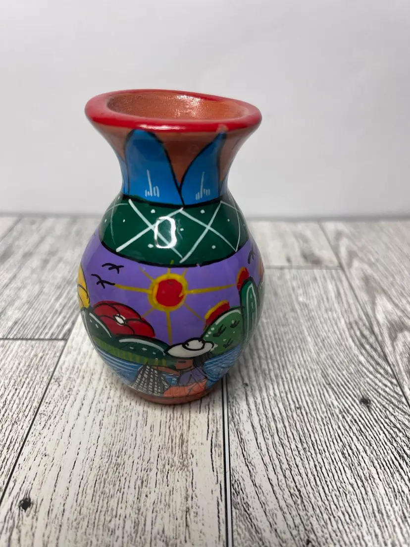 Small Talavera Mexican Pottery Vase