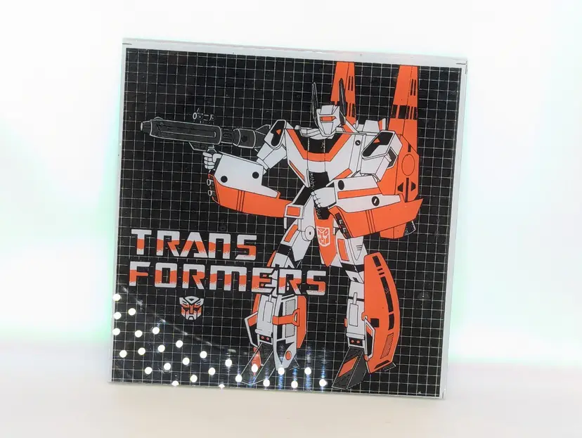 Transformers G1 Robot Glass Photo Tile Vintage 80's Carnival Prize 6X6 Collectible Artwork