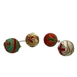 (**read) 4 Vtg. Christmas Ornaments Made In Japan Satin 2.5” (set of 4) **read
