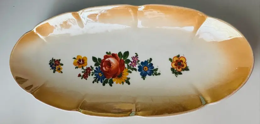Vintage Oval Serving Plate/Platter - Beautiful Luster Finish - Made In GDR, Former East Germany