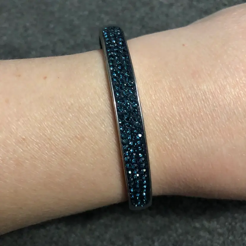 JCM Stainless Steel Blue Crystal Bangle Bracelet
