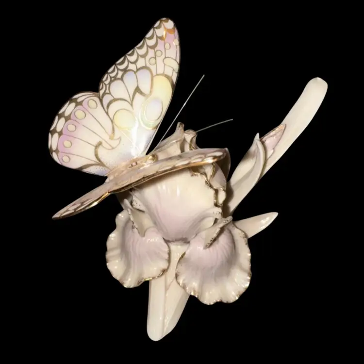 Lenox “Whispers Of Spring” Iris & Butterfly Porcelain Flower Figurine