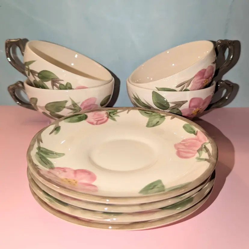 Franciscan Desert Rose Set of 4 Cups and Saucers Made in England