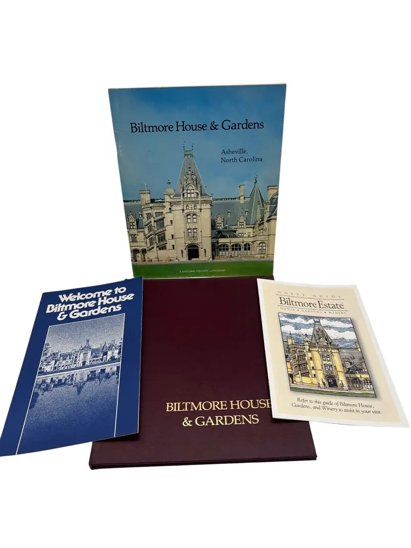1980 Biltmore House & Gardens Guidebook Lot Hardcover and Softcover Editions Asheville NC Vanderbilt Estate Tourist Souvenir