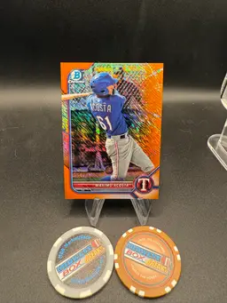 Maximo Acosta Orange Chrome #/25 2022 Bowman Miami Marlins