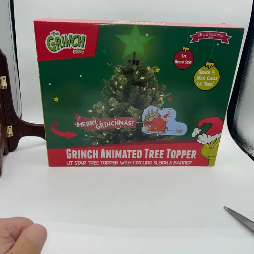 Grinch Animated Tree Topper Mr Christmas 2025 Lighted Star Circling Sleigh New