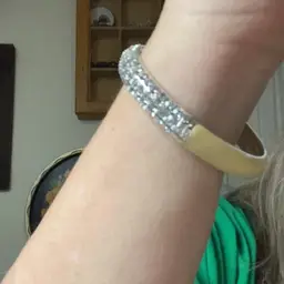 Enamel And Glass Rhinestone Clamper Bracelet