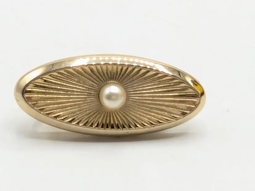 Vintage Gold Tone Faux Pearl Tie Clasp Bar