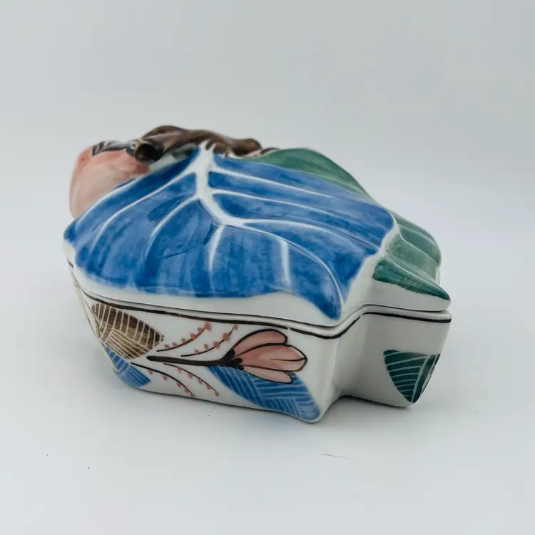 Floral Ceramic Trinket Box 2.5”x 5”x 6”