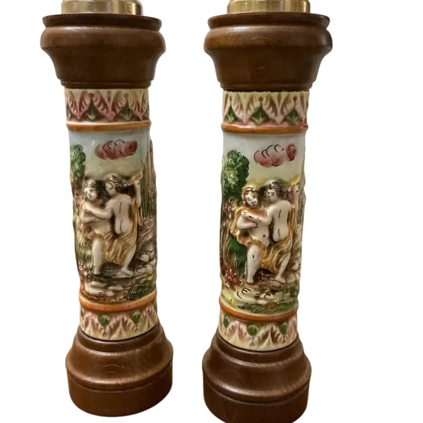 Vintage Capodimonte Style Salt And Pepper Shakers