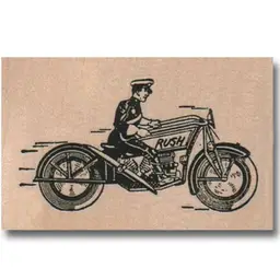 Retro Man On Motorcycle Rush Rubber Stamp - Mailman Delivery Riding Bike