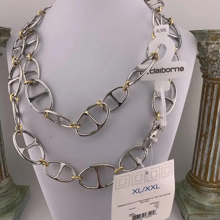 NWT Liz Claiborne Metal Belt size XL/XXL Silver And Gold Link