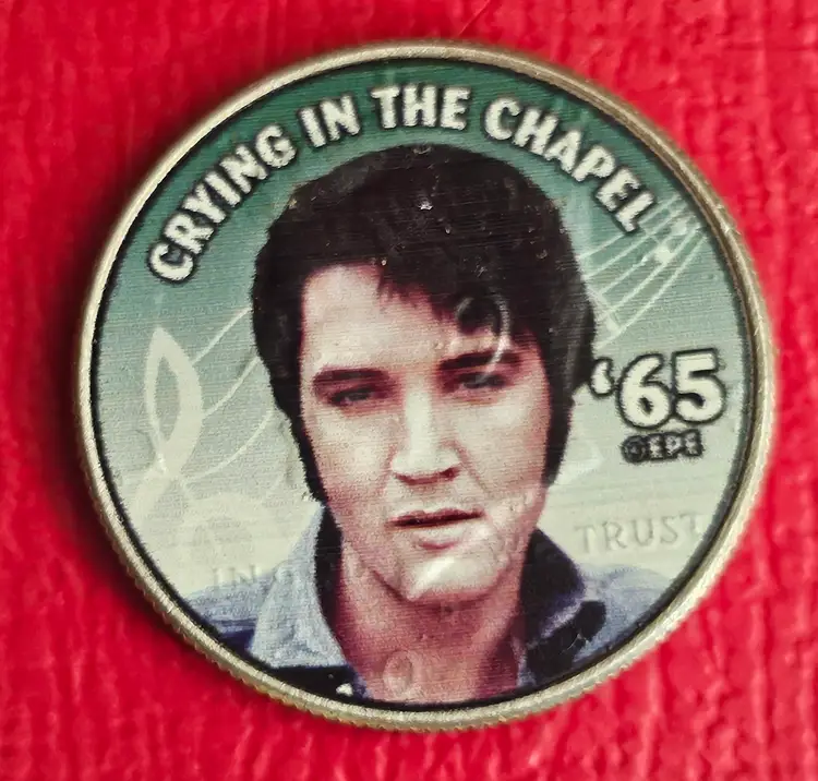Crying in the Chapel 1965 Elvis Presley Colorized Half Dollar and Quarter