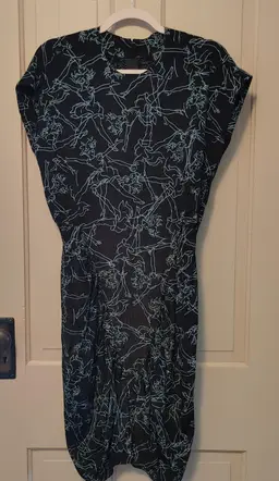 Dress- Brand: Nicole Miller. Size 6. NWT. Retail $234. Black & teal sheer dress. Material- unknown. No callouts.