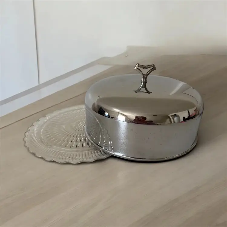 Vintage Stainless Steel Cake Plate
