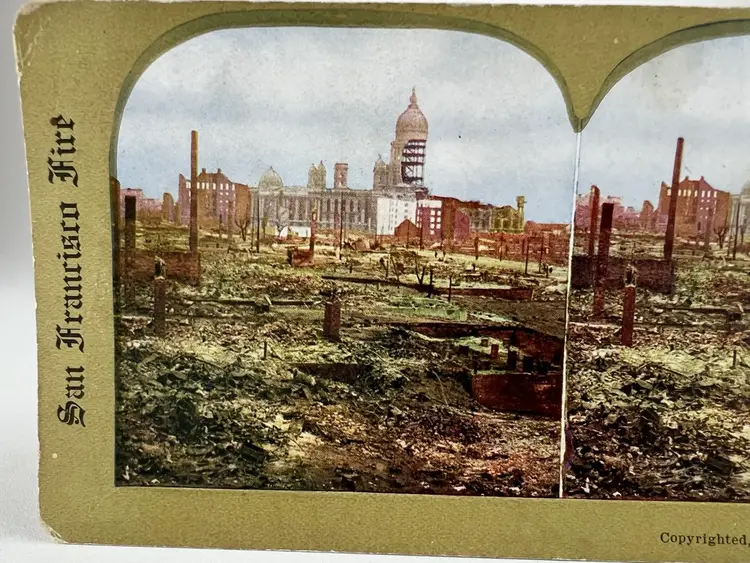 Circa 1906 StereoView No. 313 City Hall by W.S. Smith San Francisco Fire Earthquake Series