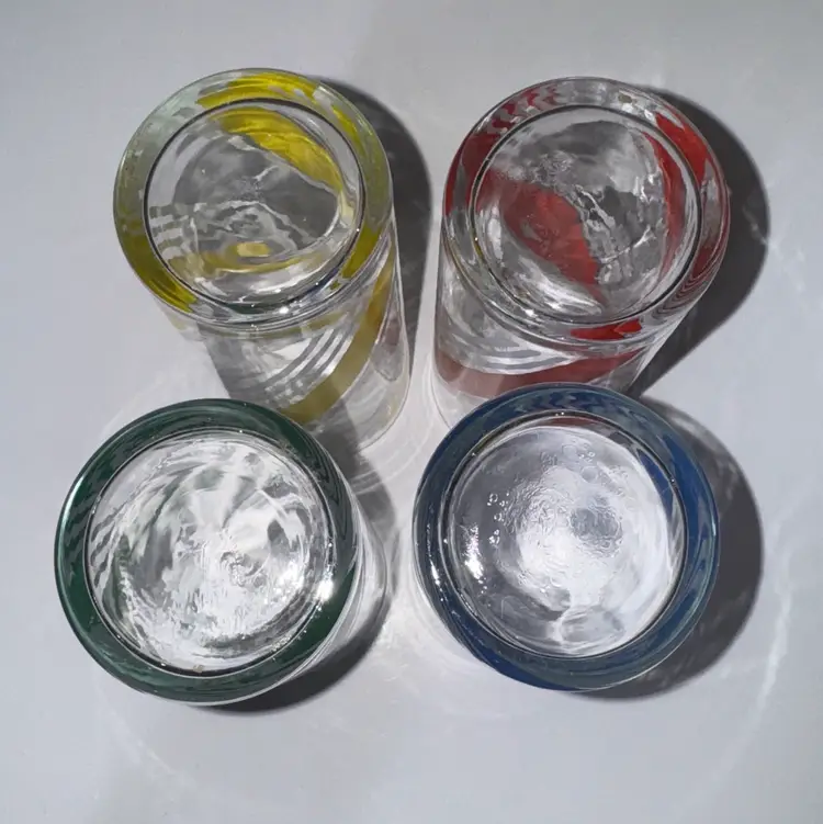 Libbey Glass Striped Drinking Glass Tumblers 6” tall set of 4