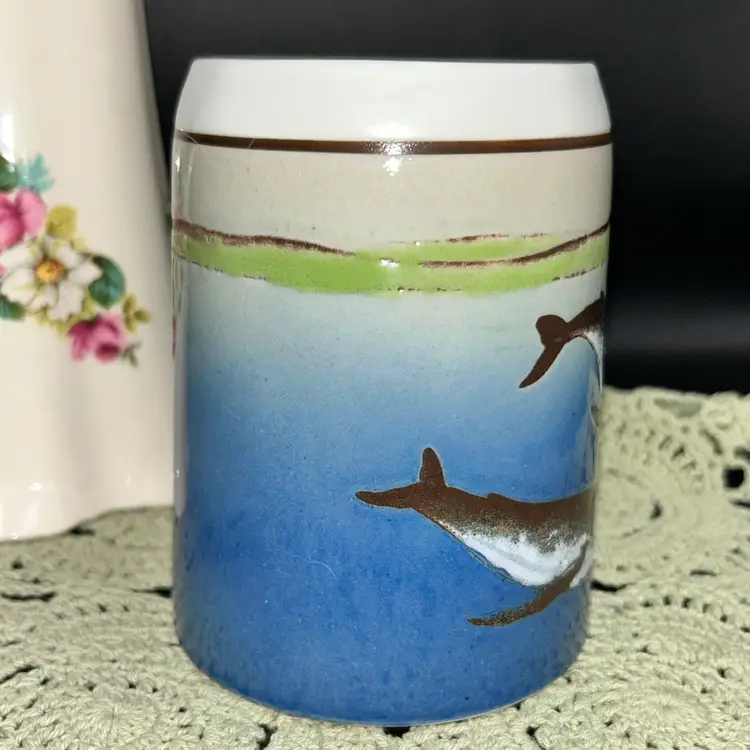 Vintage Otagiri Ceramic Whale Stein Produced in Japan Between the 1960s and 1980s