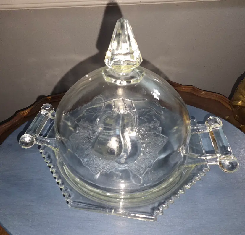 Vintage Jeanette Baltimore Glass Covered Dish