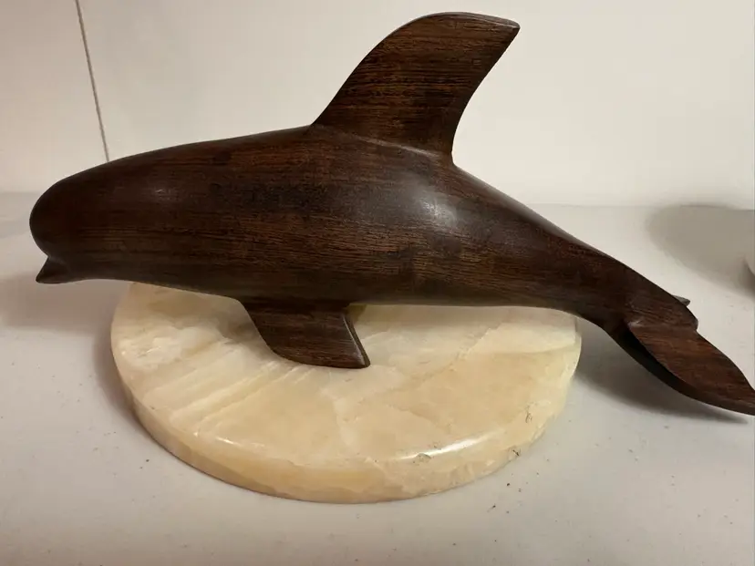 Vintage Ironwood Dolphin Sculpture