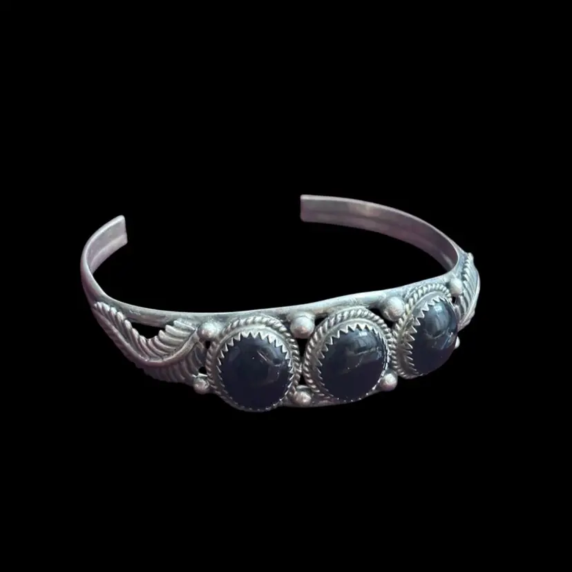 Sterling Silver Black Onyx Cuff