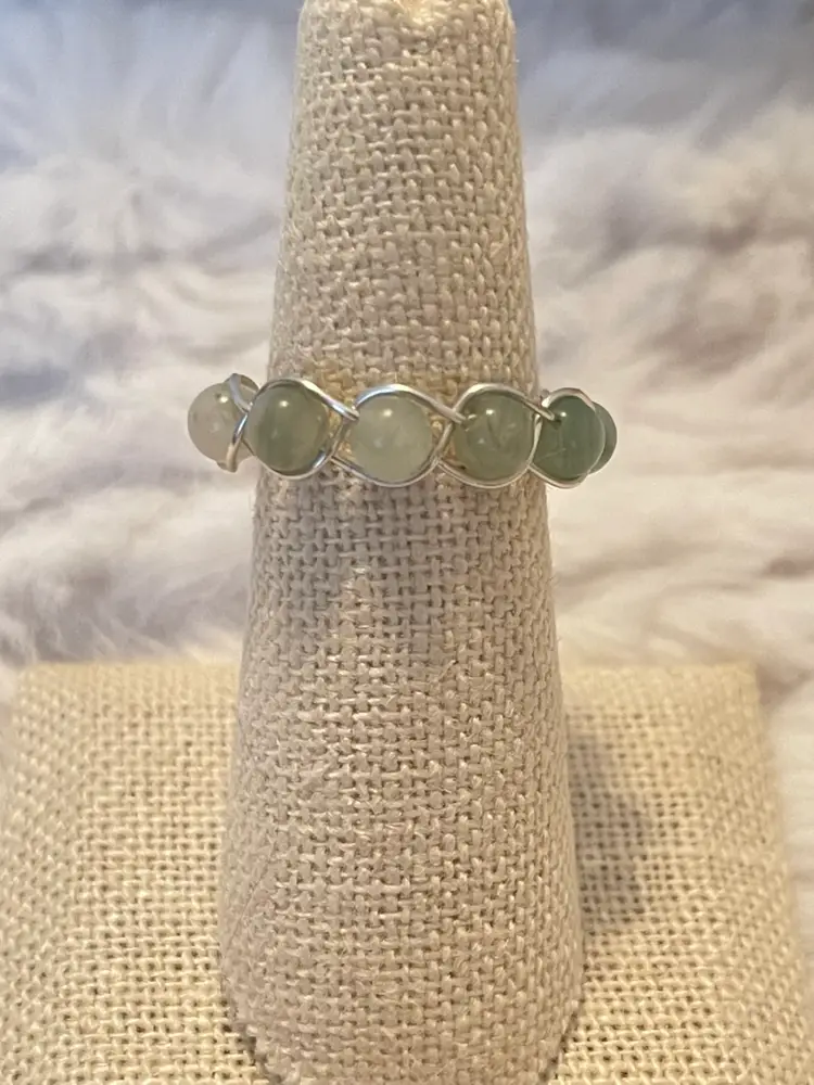 Green aventurine wire wrapped ring. Bezel Wrap Ring Size 7.