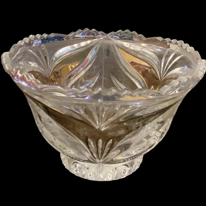 Vintage Anna Hutte Bleikristall Crystal Candy Dish With Gold Accents, Germany