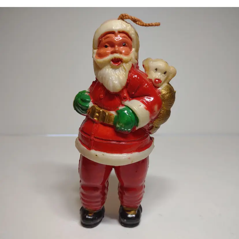 Empire Santa Claus With 2 Headed Monkey Christmas Ornament Vintage Hard Plastic