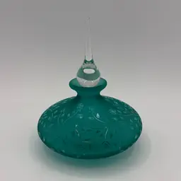 Vintage Blue Frosted Floral Perfume Bottle