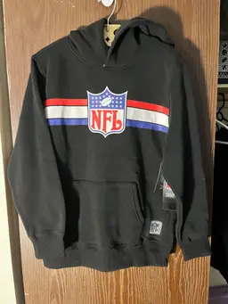 NFL Team Apparel Youth 14-16 Black Red White Logo Pullover Hoodie See Photos