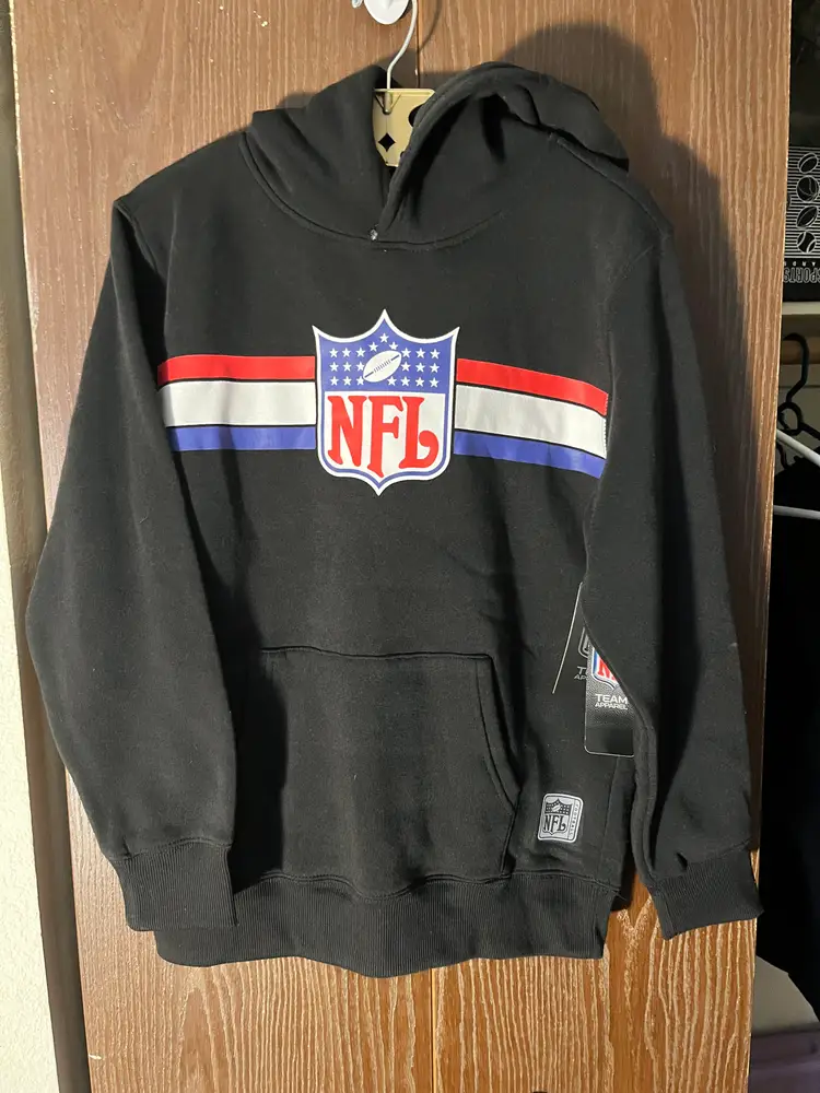 NFL Team Apparel Youth 14-16 Black Red White Logo Pullover Hoodie See Photos