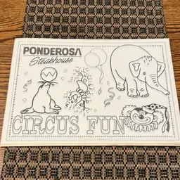 Vintage Ponderosa Steakhouse Circus, Fun Child’s Placemat set of 6
