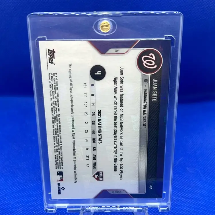 Juan Soto 2022 Topps Now MLB Network Top 100 On Card Auto /99 Washington Nationals