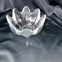 Vintage 1961 Blenko Clear Blown Glass Lotus Flower 8 Petal Bowl 5.5" Wide MCM